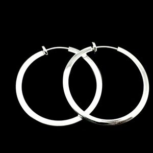 Hard to find Clip On Hoop Silver Plated Earrings 1.25